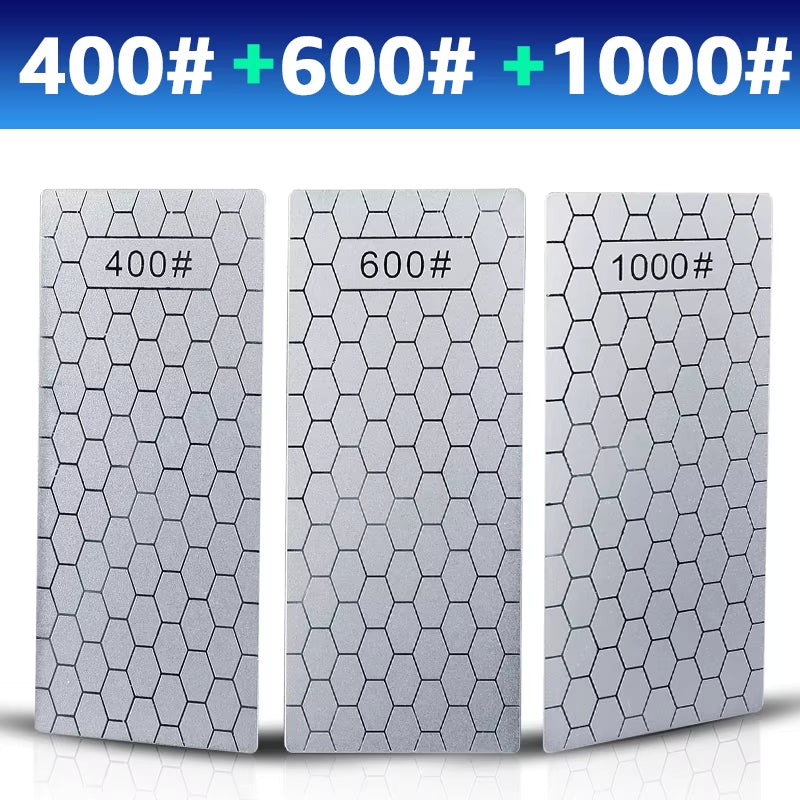 Diamond Knives Sharpening Stone 400# 1000# 600# Grindstone Knife Sharpener Ultra-Thin Honeycomb Surface Whetstone Set