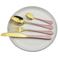 Gold Dinnerware Set Stainless Steel Cutlery Set Black Fork Knife Tea Spoon Dinner Set Colorful Silverware Kitchen Tableware Set