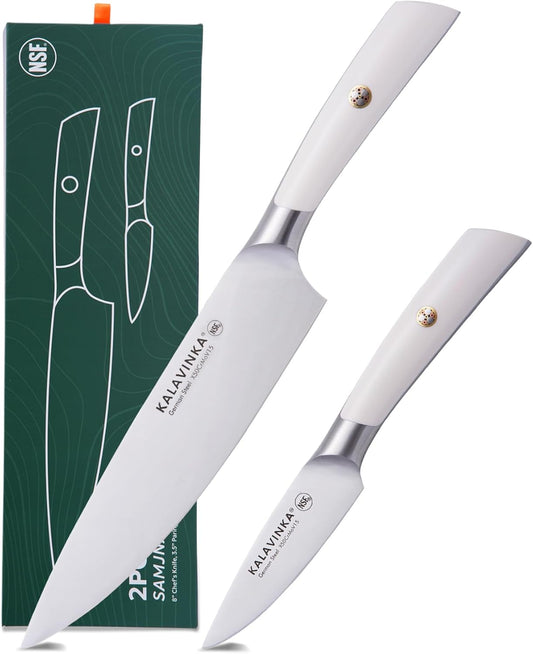 Premium 2PC Knife Set 8" Chef’S Knife & 3.5" Paring Knife – Sharp, Versatile, and Durable German Steel Knives in Gift Box for Professional Cooks, Home Chefs, and Special Occasions (SAMJNA)