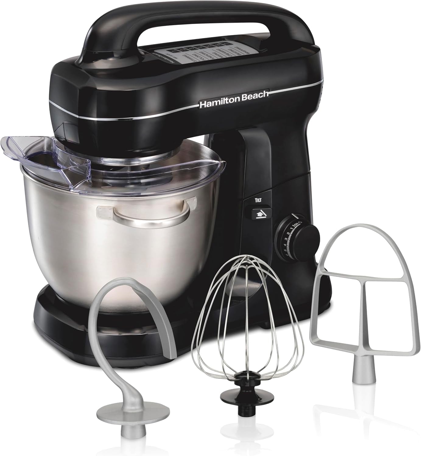 Electric Stand Mixer, 4 Quarts, Dough Hook, Flat Beater Attachments, Splash Guard, 7 Speeds with Whisk, Aqua