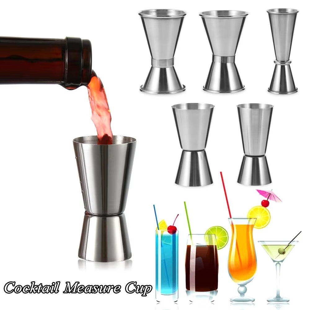 Stainless Steel Cocktail Shaker Measure Cup Dual Shot Drink Spirit Measure Jigger Kitchen Bar Tools