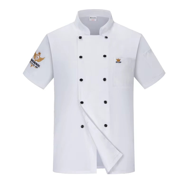 Chef Jacket for Men Women Cook Jacket Short Sleeve Restaurant Kitchen Work Uniform