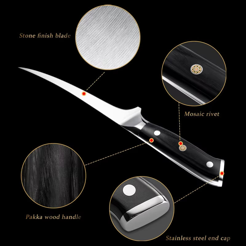 Chef Kitchen Knives Professional Filleting Carving Boning Knife Butcher Meat Fish BBQ Cutting Cooking Slicing Tools