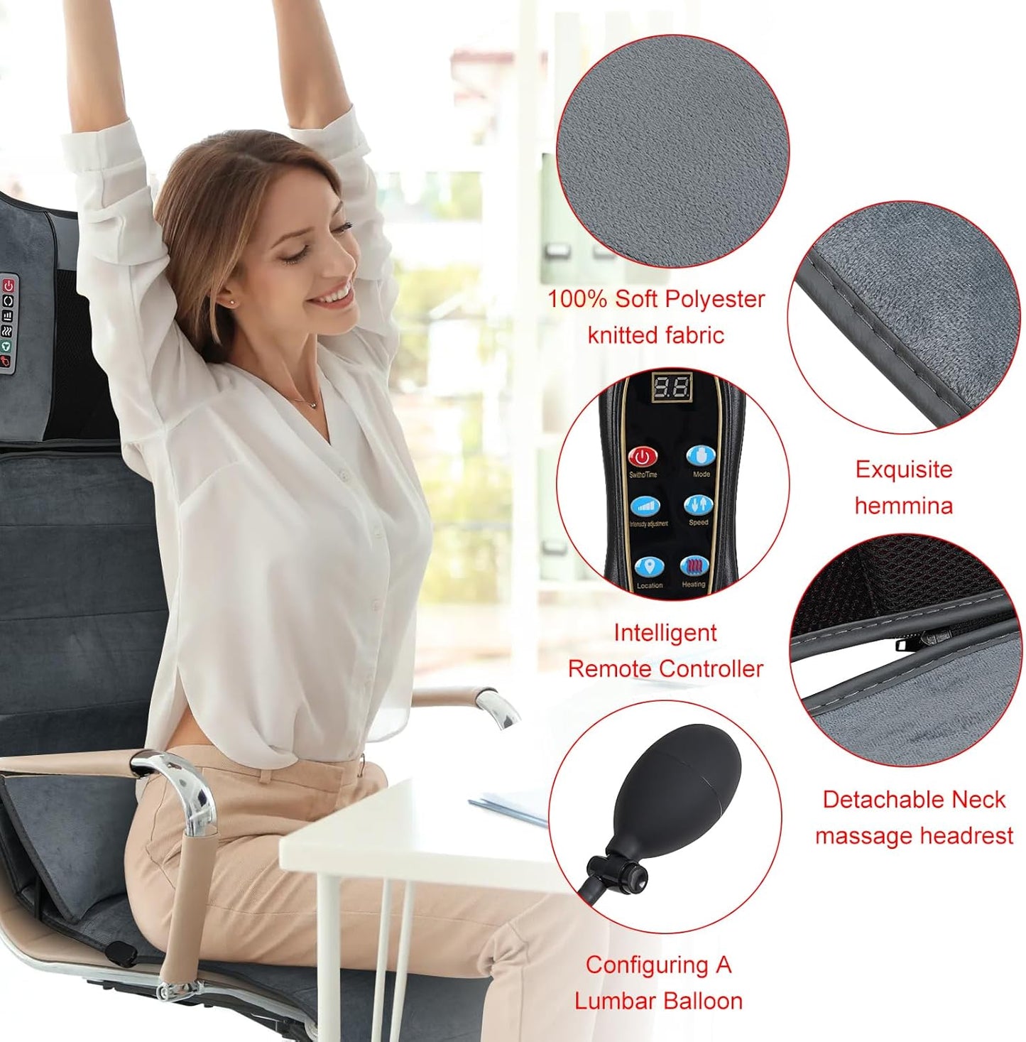 Massage Mat, Massage Chair Full Body,10 Vibration Motors & 9 Massage Modes,Back Massage for Bed,Full Body Massager for Neck, Back, Lumbar,Leg, Christmas Gifts for Women Men