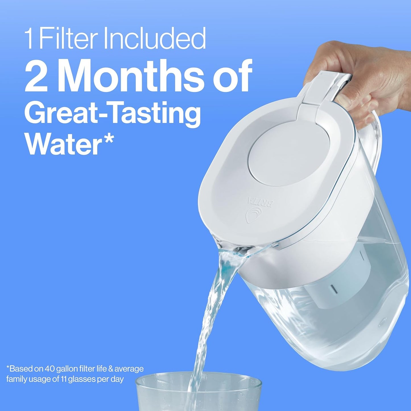 Metro Water Filter Pitcher with Smartlight Filter Change Indicator, Bpa-Free, Replaces 1,800 Plastic Water Bottles a Year, Lasts Two Months, Includes 1 Filter, Small - 6-Cup Capacity, White