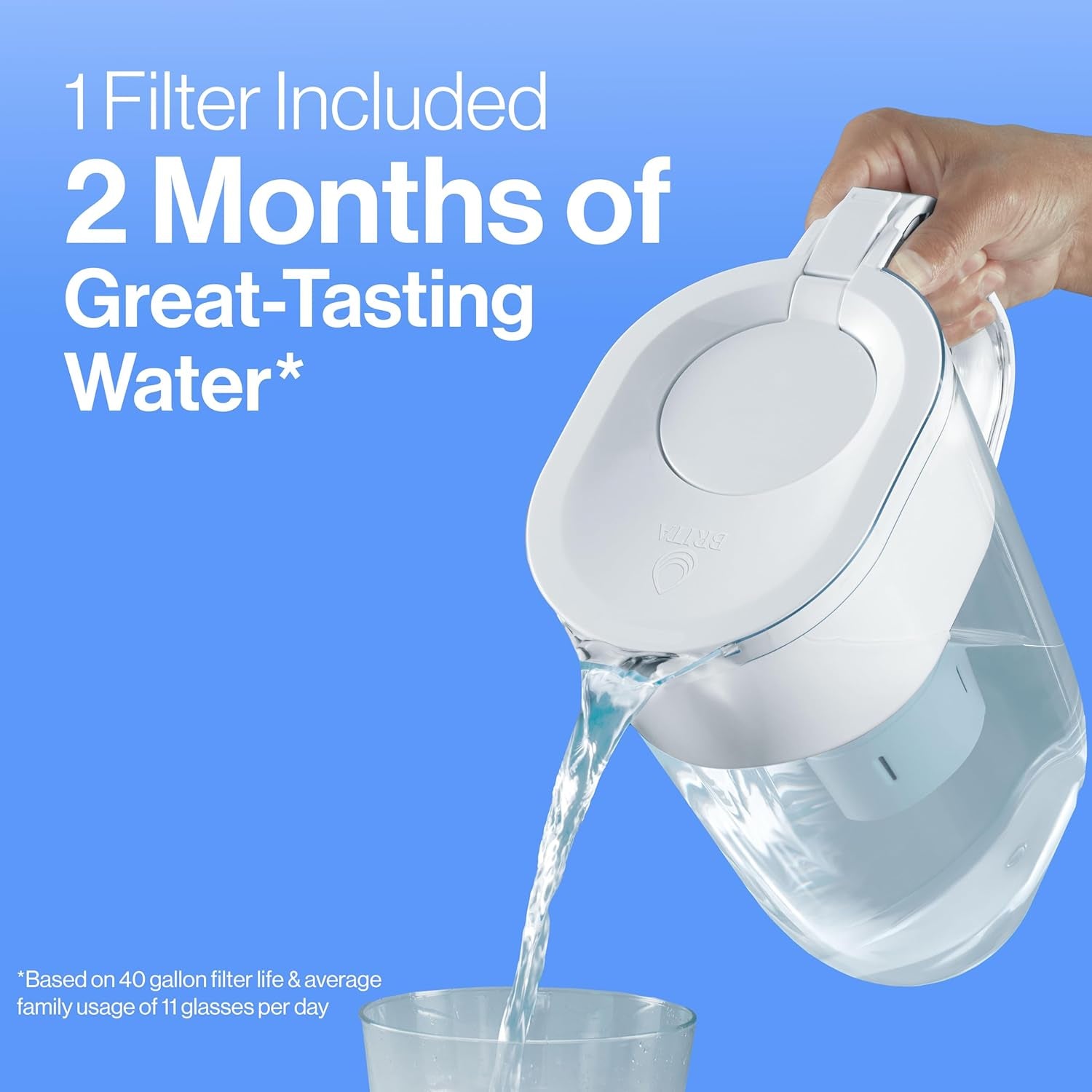 Metro Water Filter Pitcher with Smartlight Filter Change Indicator, Bpa-Free, Replaces 1,800 Plastic Water Bottles a Year, Lasts Two Months, Includes 1 Filter, Small - 6-Cup Capacity, White