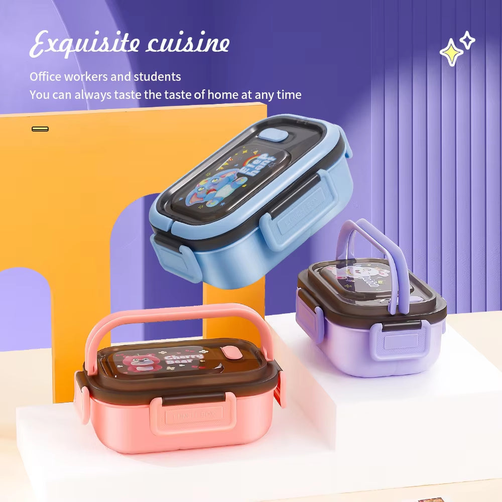 1200ML Double Layer Lunch Box Portable Compartment Salah Fruit Food Box Microwave Lunch Fork and Spoon Picnic Fresh Box