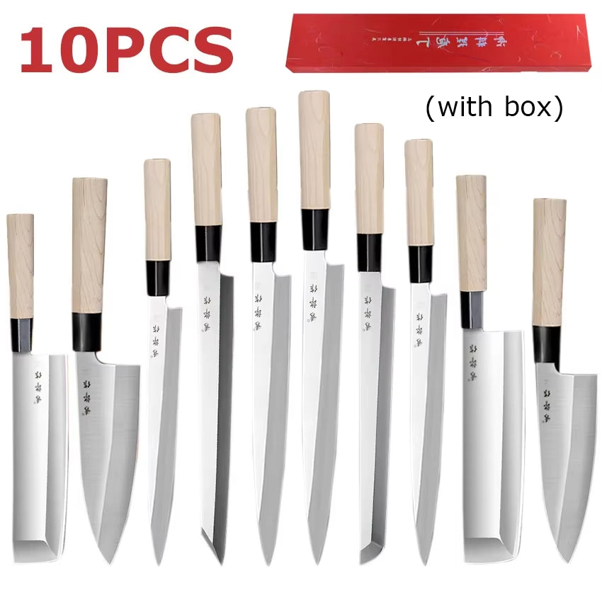 Professional Japanese Sashimi Knife Sushi Chef Knives Salmon Slicing Raw Meat Butcher Cleaver Stainless Steel Filleting Knife