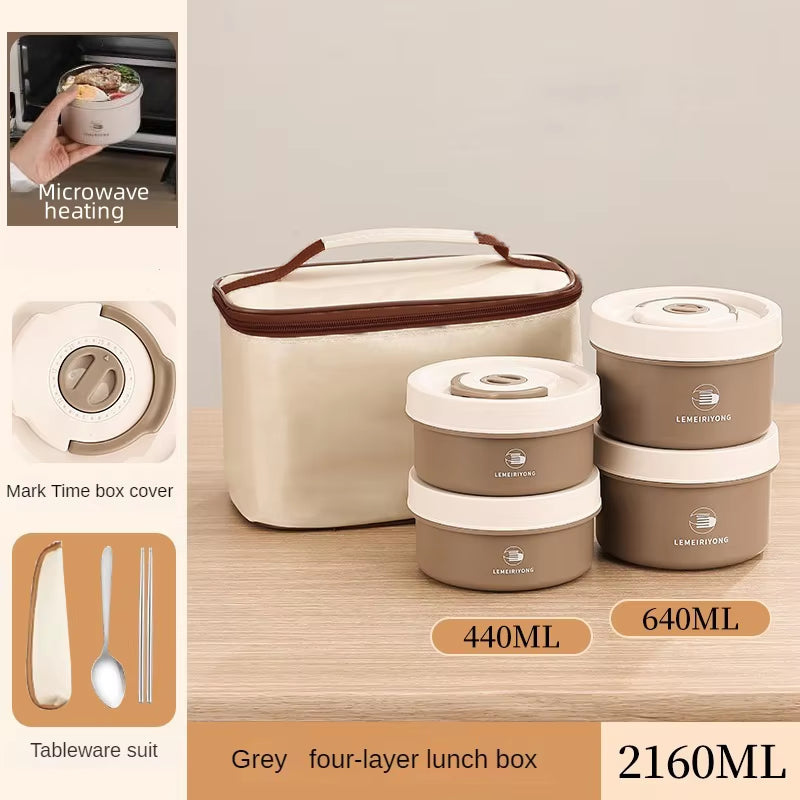 Lunch Box Portable Insulated Lunch Container Set Stackable Bento Stainless Steel Lunch Container