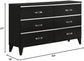 Chelsie Rectangular Wooden Dresser with 6 Drawers and Tapered Legs in Black