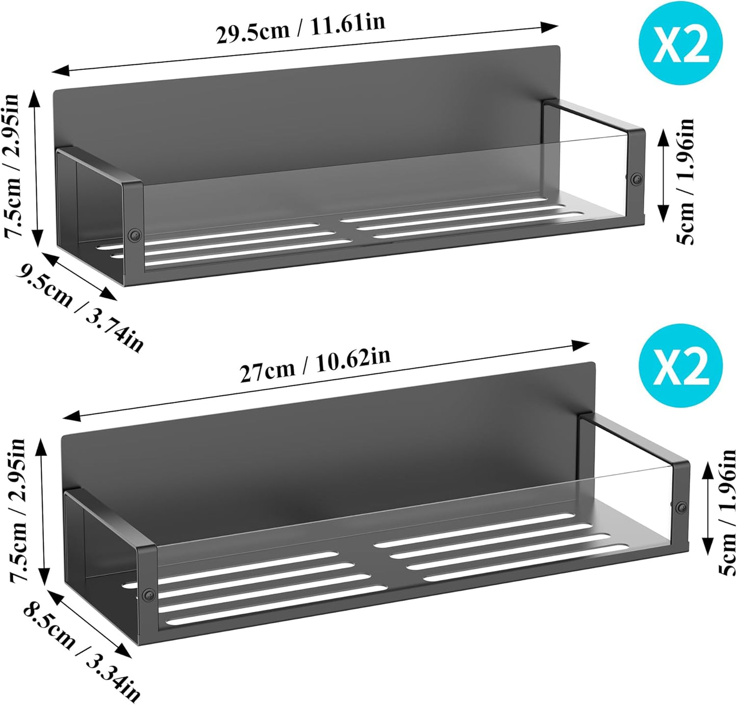 4 Pack Magnetic Spice Storage Rack Organizer for Refrigerator and Oven, Clear Fridge Organizers and Storage