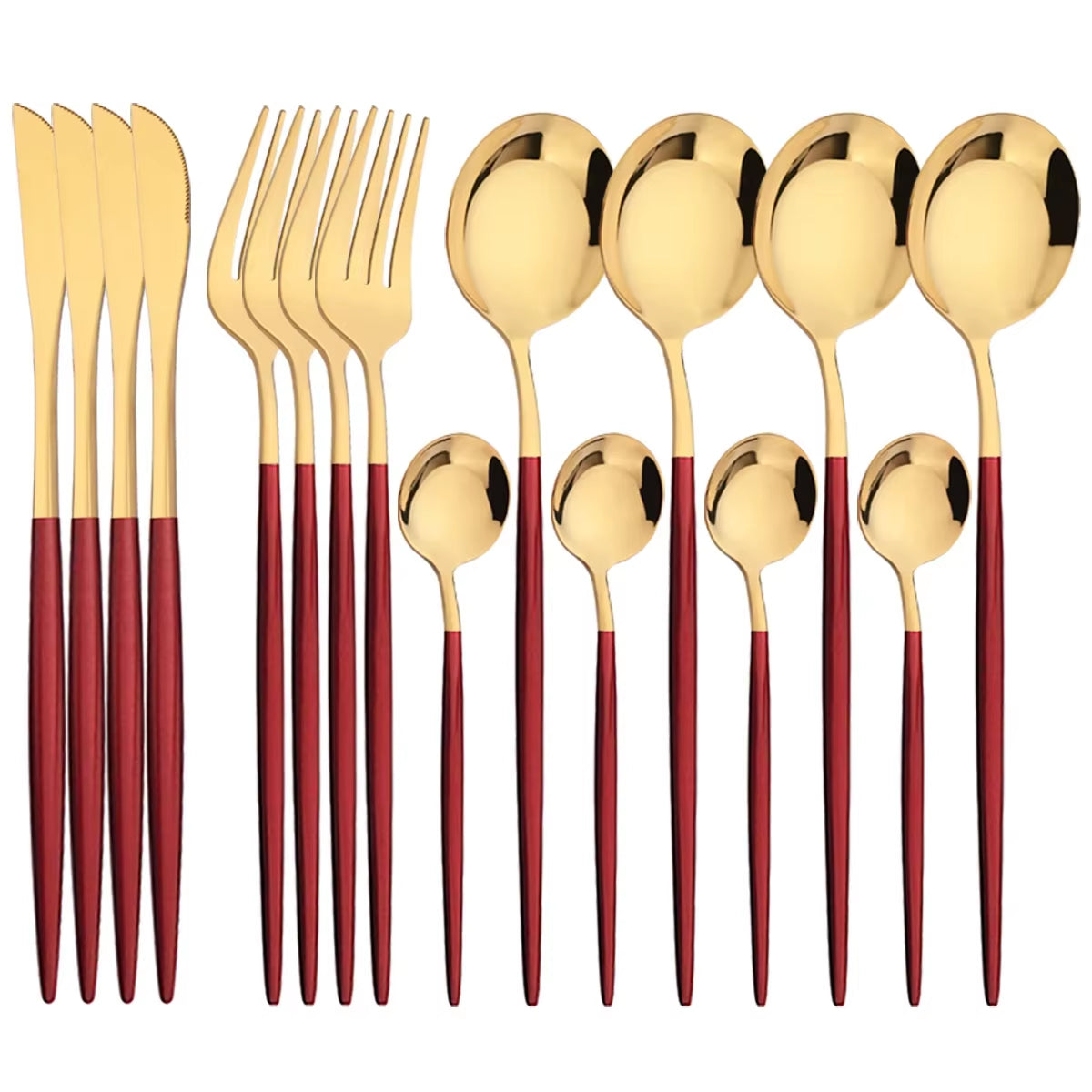 16Pcs Mirror Gold Dinnerware Set Stainless Steel Cutlery Set Fork Knife Coffee Spoon Tableware Silverware Kitchen Flatware Set