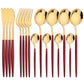 16Pcs Mirror Gold Dinnerware Set Stainless Steel Cutlery Set Fork Knife Coffee Spoon Tableware Silverware Kitchen Flatware Set