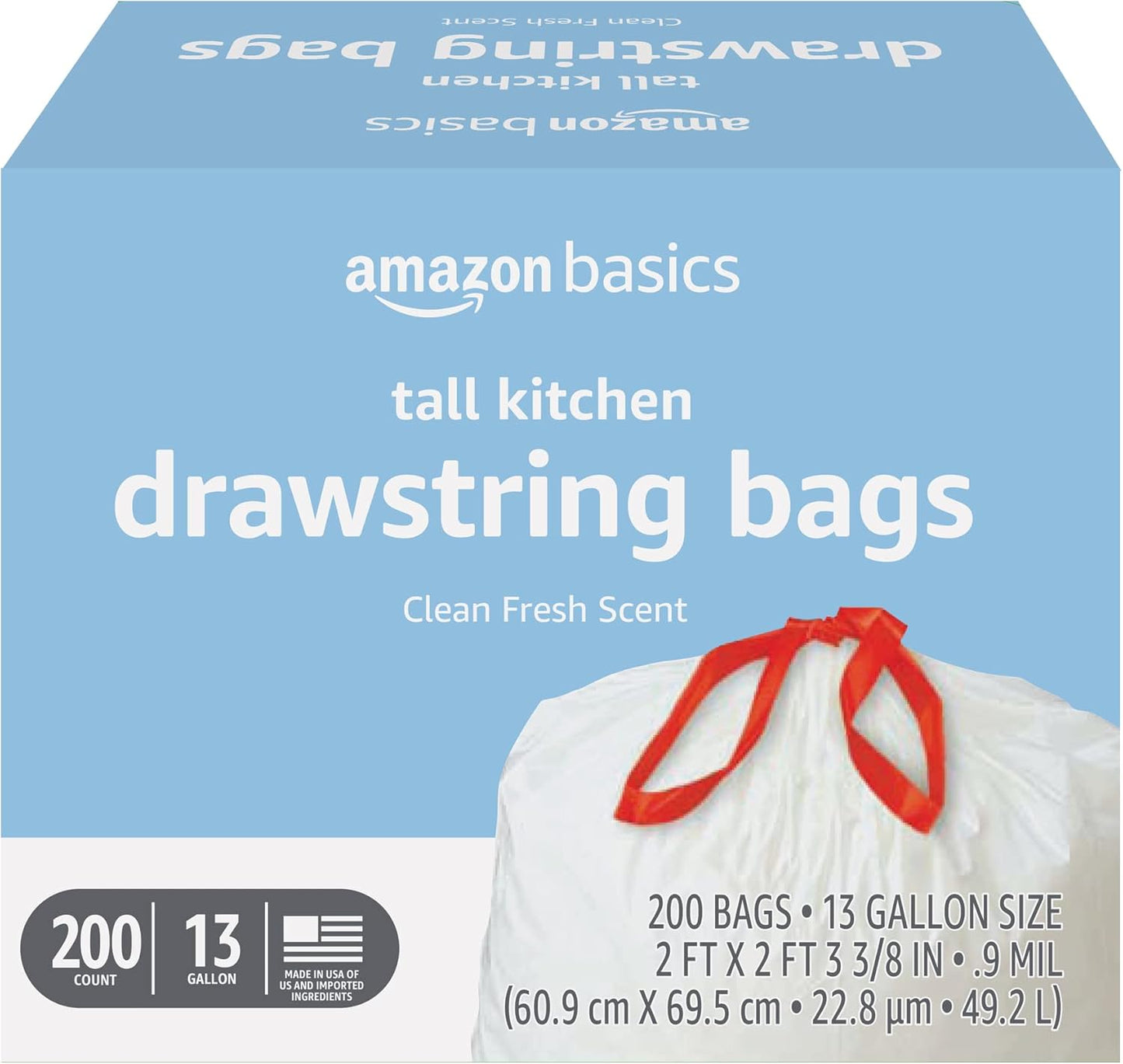 Tall Kitchen Drawstring Trash Bags, 13 Gallon, 120 Count, Pack of 1