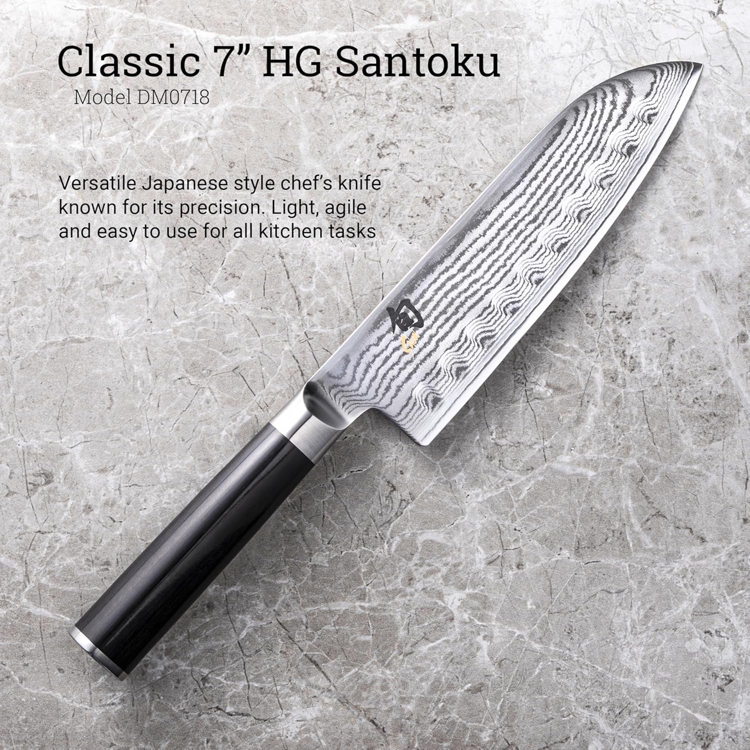 Classic 7" Hollow Ground Santoku Knife, Handcrafted Japanese All Purpose Knife, VG-MAX Core with Damascus Stainless Steel Cladding, Pakkawood Handle, Versatile Japanese Cutting Knife