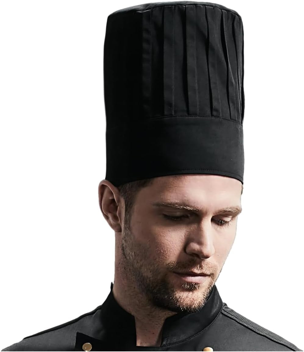 Tall Chef Hat Adjustable Elastic Baker Kitchen Cooking Grill BBQ Chef Cap for Adult Children Breathable Mesh Top