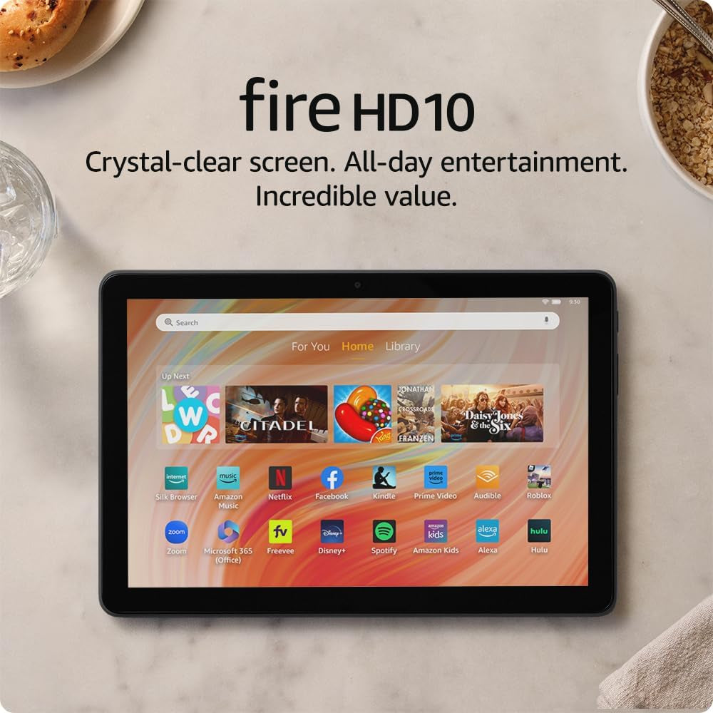 Fire HD 10 Tablet (Newest Model) Built for Relaxation, 10.1" Vibrant Full HD Screen, Octa-Core Processor, 3 GB RAM, 32 GB, Black