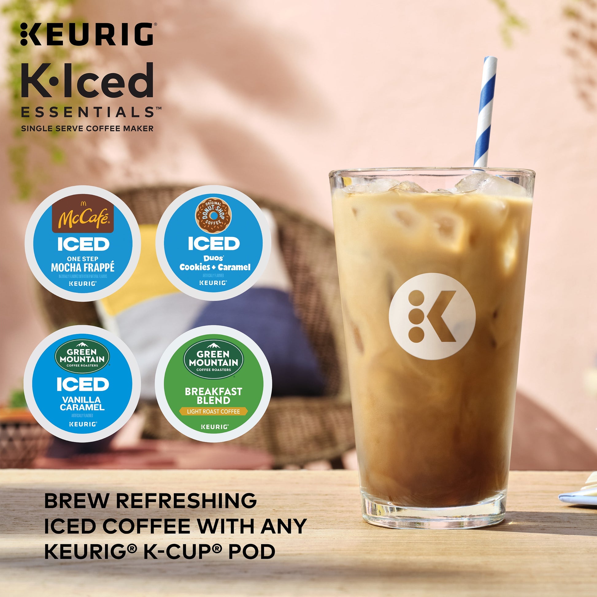 K-Iced Essentials Iced and Hot Single-Serve K-Cup Pod Coffee Maker, White