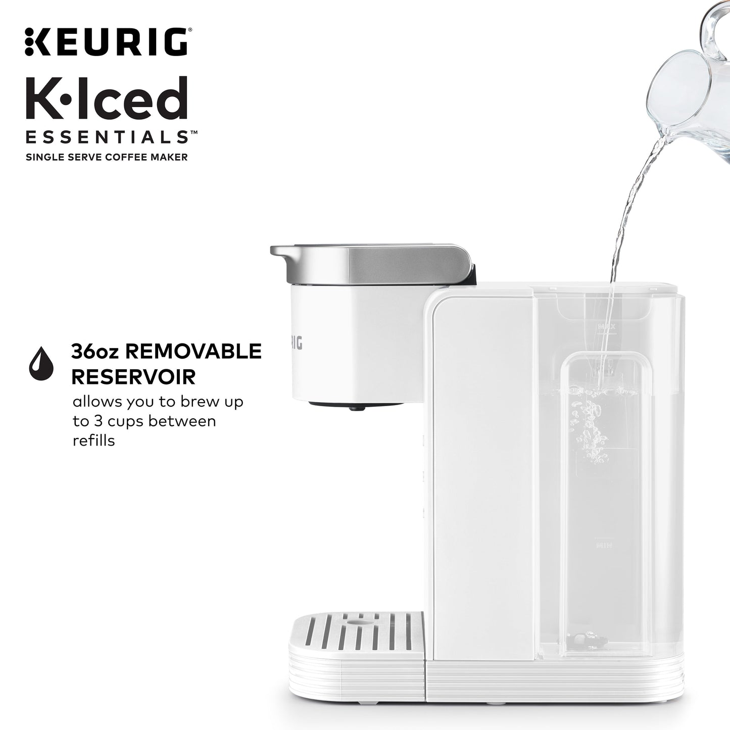 K-Iced Essentials Iced and Hot Single-Serve K-Cup Pod Coffee Maker, White