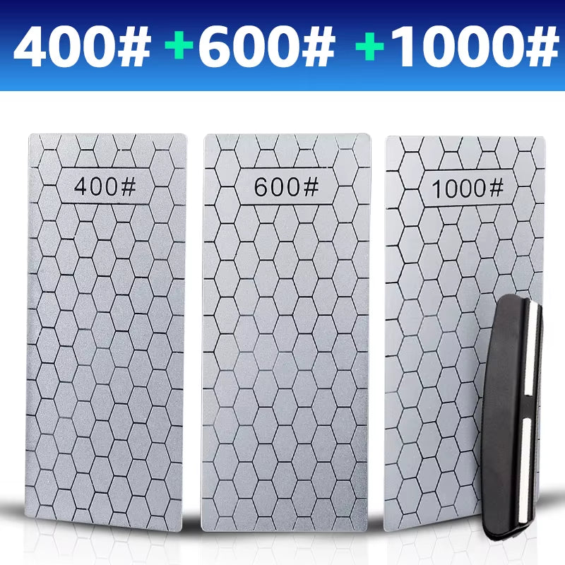 Diamond Knives Sharpening Stone 400# 1000# 600# Grindstone Knife Sharpener Ultra-Thin Honeycomb Surface Whetstone Set