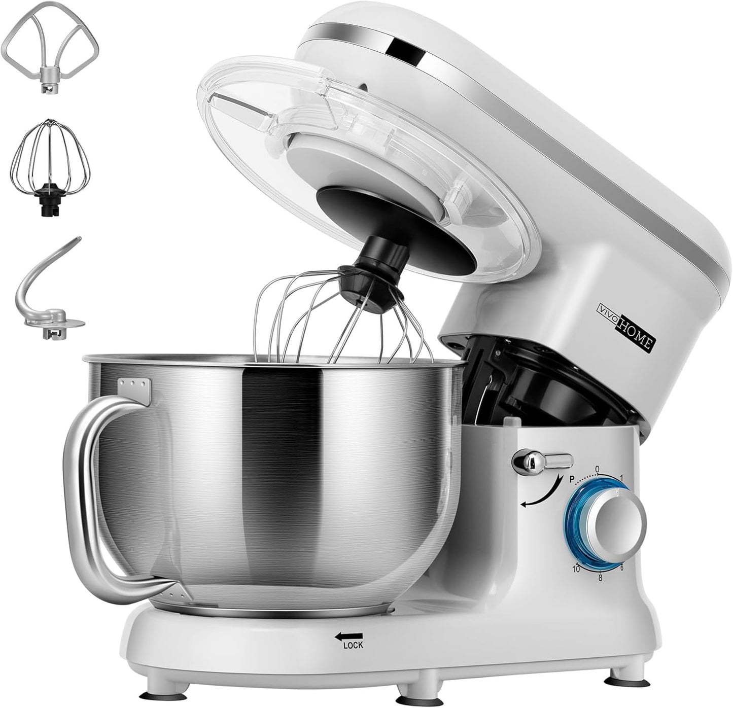 Stand Mixer, 660W 10 Speed 6 Quart Tilt-Head Kitchen Electric Food Mixer with Beater, Dough Hook, Wire Whip and Egg Separator, Red