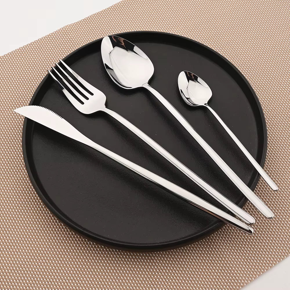 New 2023 Cutlery Set 18/10 Stainless Steel Flatware Set Fork Spoon Knife Dinner Set Golden Dinnerware Set Kitchen Silverware