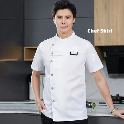 Kitchen Jacket Catering Uniform Short Sleeve Chef Clothes Hotel Waitress Restaurant Workwear Bakery Sushi Chef Coat Cooker Shirt