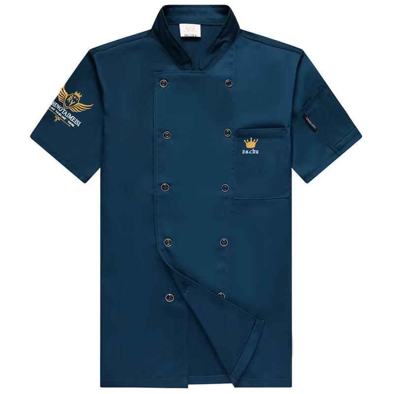 Chef Jacket for Men Women Cook Jacket Short Sleeve Restaurant Kitchen Work Uniform