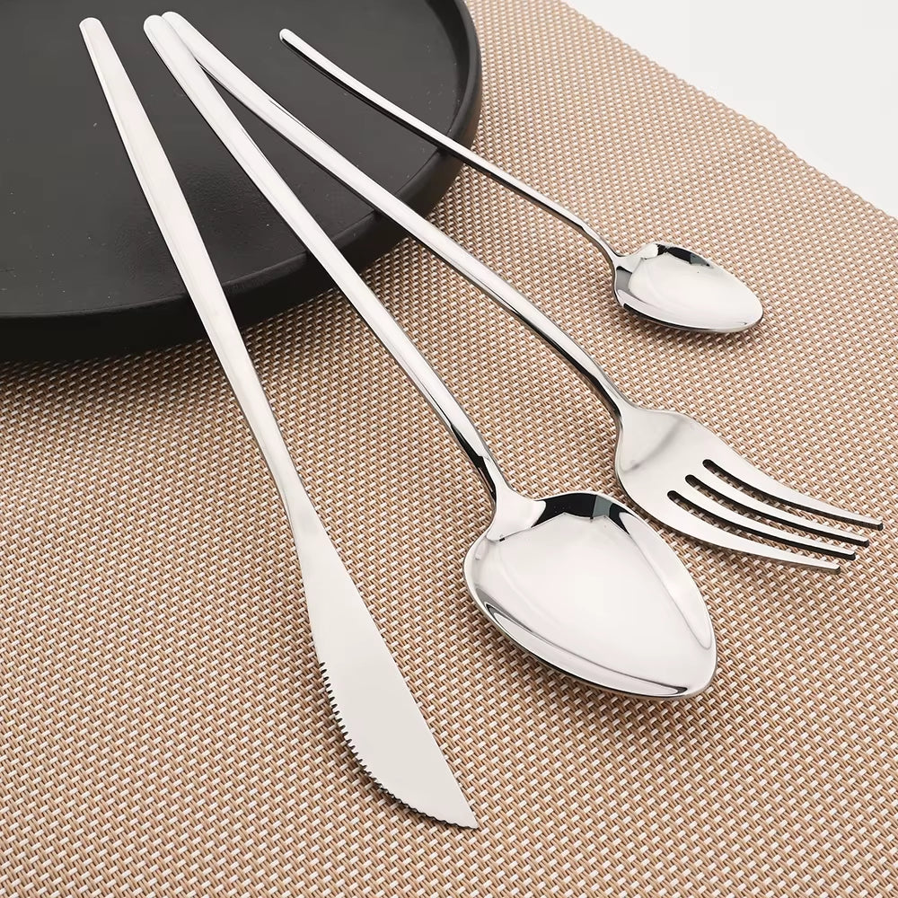 New 2023 Cutlery Set 18/10 Stainless Steel Flatware Set Fork Spoon Knife Dinner Set Golden Dinnerware Set Kitchen Silverware