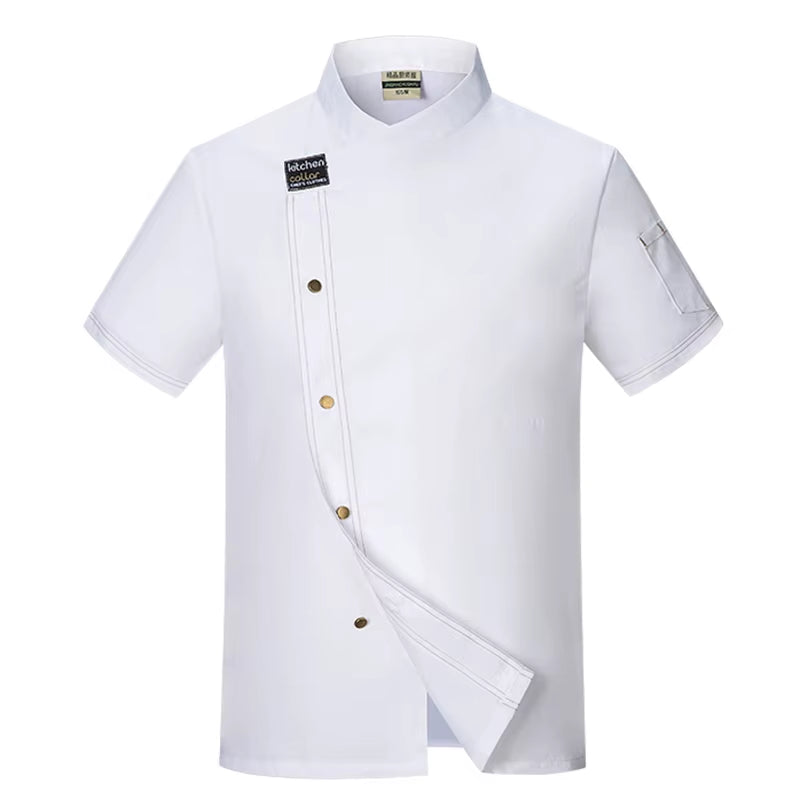 Chef Jacket Men Short Sleeve Kitchen Cook Shirts Unisex Restaurant Bakery Waiter Uniform