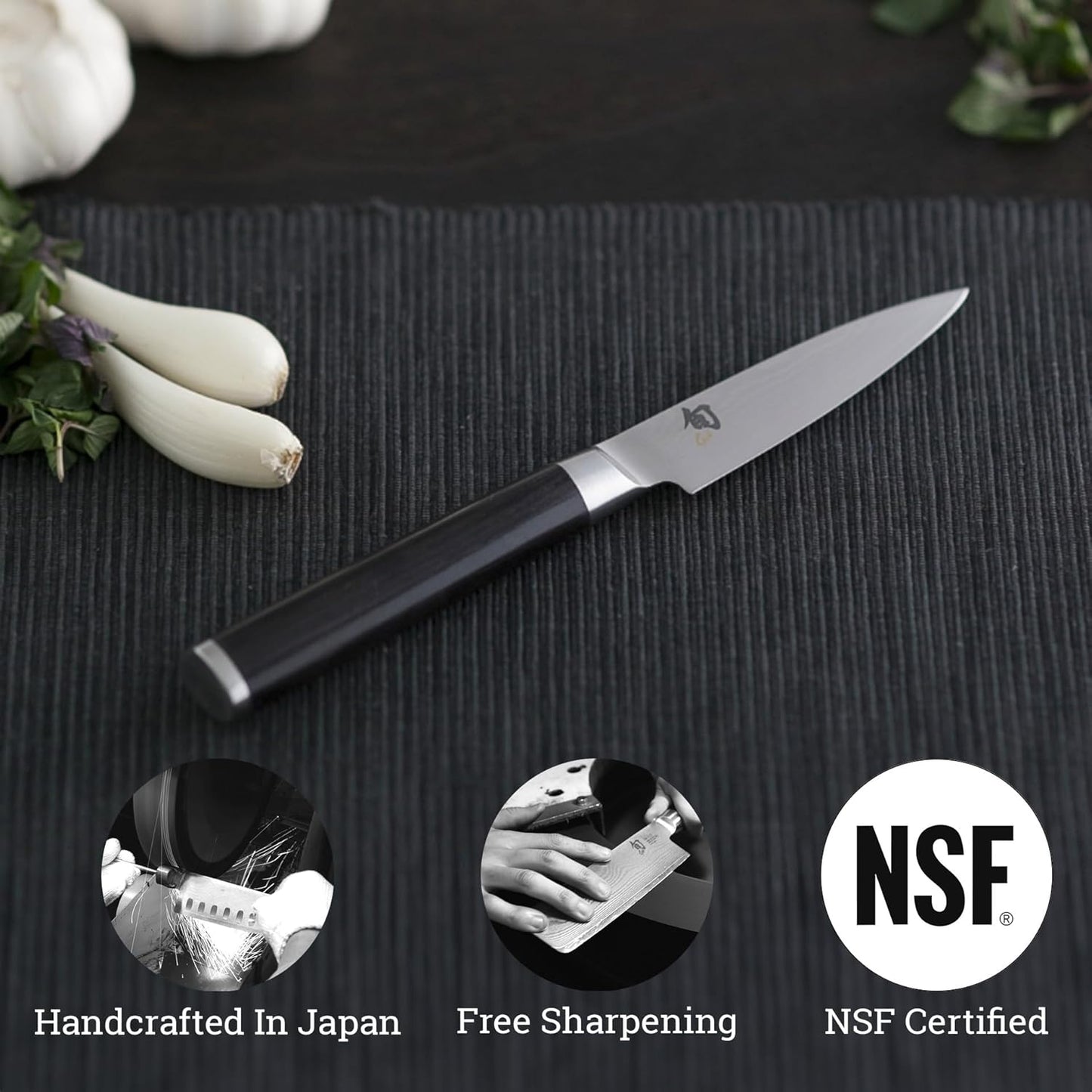 Classic 3.5" Paring Knife, Handcrafted Japanese Vegetable & Fruit Knife, VG-MAX Core with Damascus Stainless Steel Cladding, Pakkawood Handle, Small Kitchen Knife for Peeling, Coring & Cutting