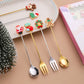 Christmas Spoons Forks Set Stainless Steel Gold Silver Coffee Spoons Cute Elk Christmas Tree Gingerbread Man Salad Dessert Fork