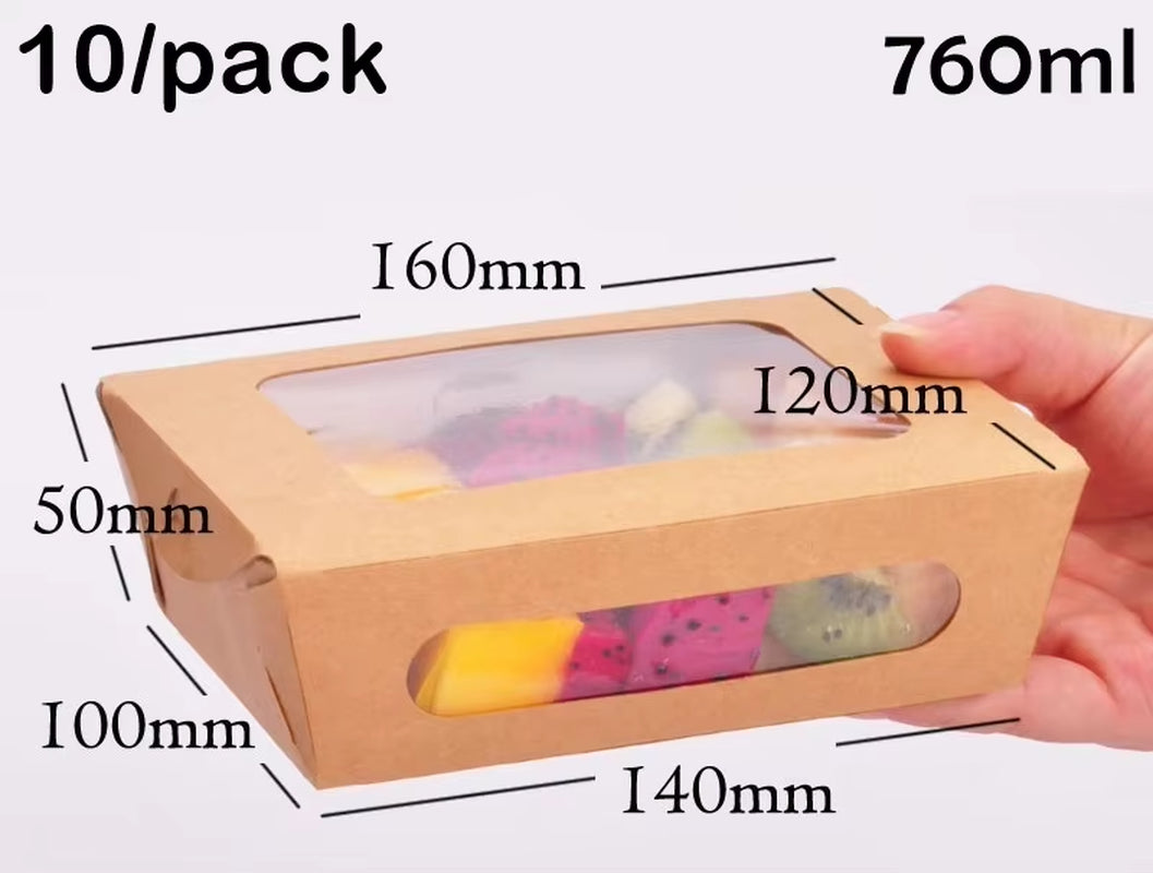 10 Pieces X Home Restaurant Catering Supplie, Kraft Paper Take Out Food Lunch Box to Go Containers