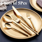 18/10 Cutlery Set Stainless Steel Steak Knife Fork Bamboo Design Golden Dinnerware Set Silver Flatware Set for 6