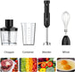 Cordless Hand Blender,  Variable Speed Immersion Blender Rechargeable, with 500Ml Chopper, 600Ml Container, Egg Whisk, for Smoothies, Baby Food and Soups – Black