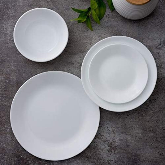 Vitrelle 8-Piece Dinner Plates Set, Triple Layer Glass and Chip Resistant, Lightweight round Plates, Winter Frost White