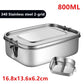 304 Stainless Steel Square Lunch Box Sealed Insulation Bento Box Student Lunch Box Canteen Large Capacity Compartment Lunch Box