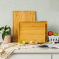 Wooden Cutting Boards for Kitchen - Bamboo Cutting Board Set with Holder, Wood Cutting Board Set, Cutting Board Wood, Wooden Chopping Board, Wooden Cutting Board Set