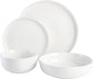 Oslo Porcelain Chip and Scratch Resistant Dinnerware Set, Service for 4 (16Pcs), Plates and Bowls Dishes Sets, White