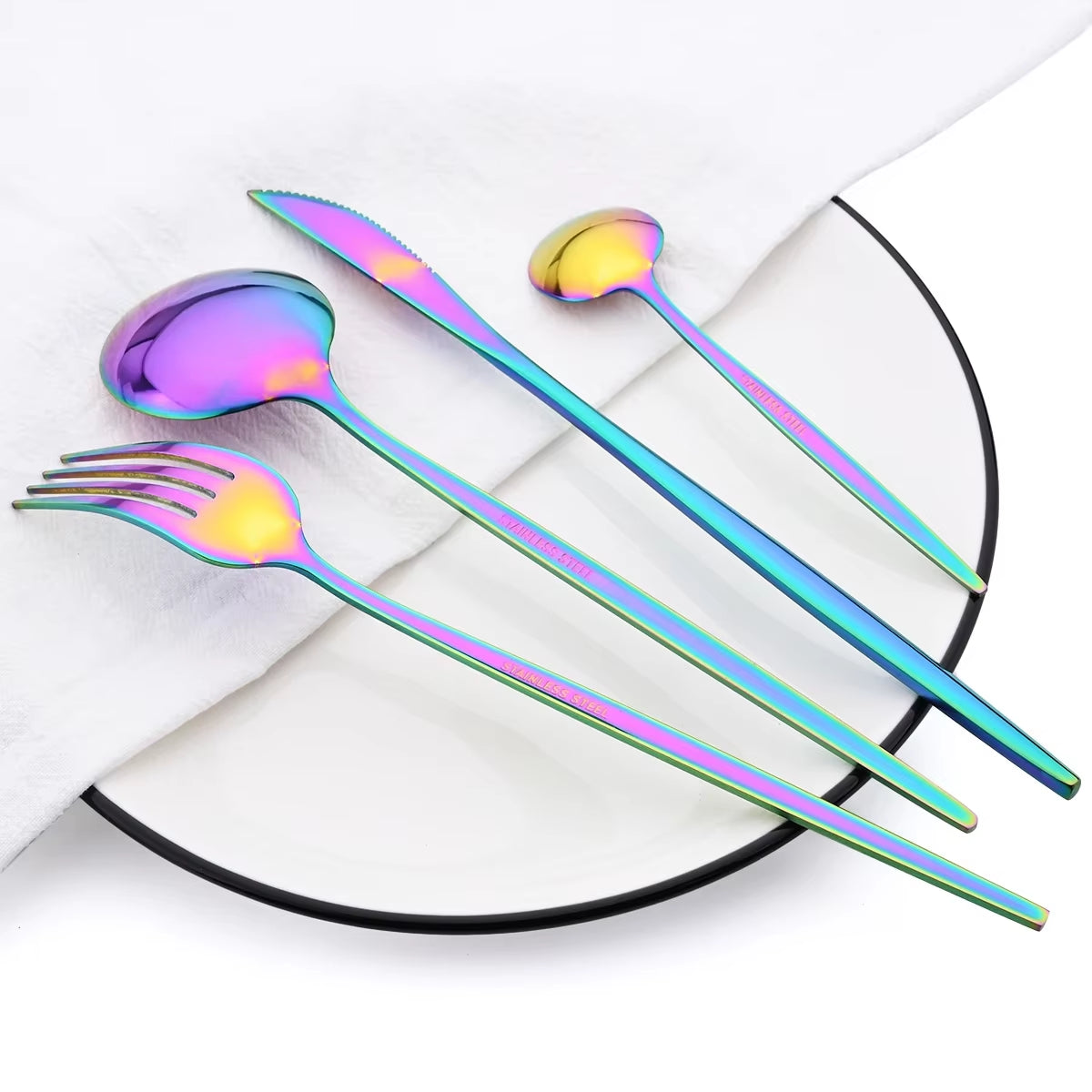 16Pcs Mirror Gold Dinnerware Set Stainless Steel Cutlery Set Fork Knife Coffee Spoon Tableware Silverware Kitchen Flatware Set