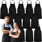 12 Pack Bib Apron - Unisex Black Aprons, Machine Washable Aprons for Men and Women, Kitchen Cooking BBQ Aprons Bulk (Pack of 12, No Pockets, Black)