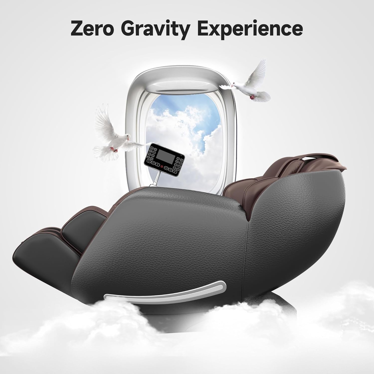 Massage Chair Favor-06, Full Body Zero Gravity Sl-Track Shiatsu Massage Recliner Chair with APP Control, Brown