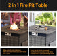 Fire Pit Propane Firepit Table - 30 Inch 50,000 BTU Outdoor Wicker Fire Pits with Removable Lid and Lava Rocks Patio Firepit Tables for Porch Deck Balcony outside Garden(Mixed Grey Wicker)