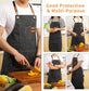 Canvas Cross Back Chef Cotton Aprons for Men Women with Large Pockets