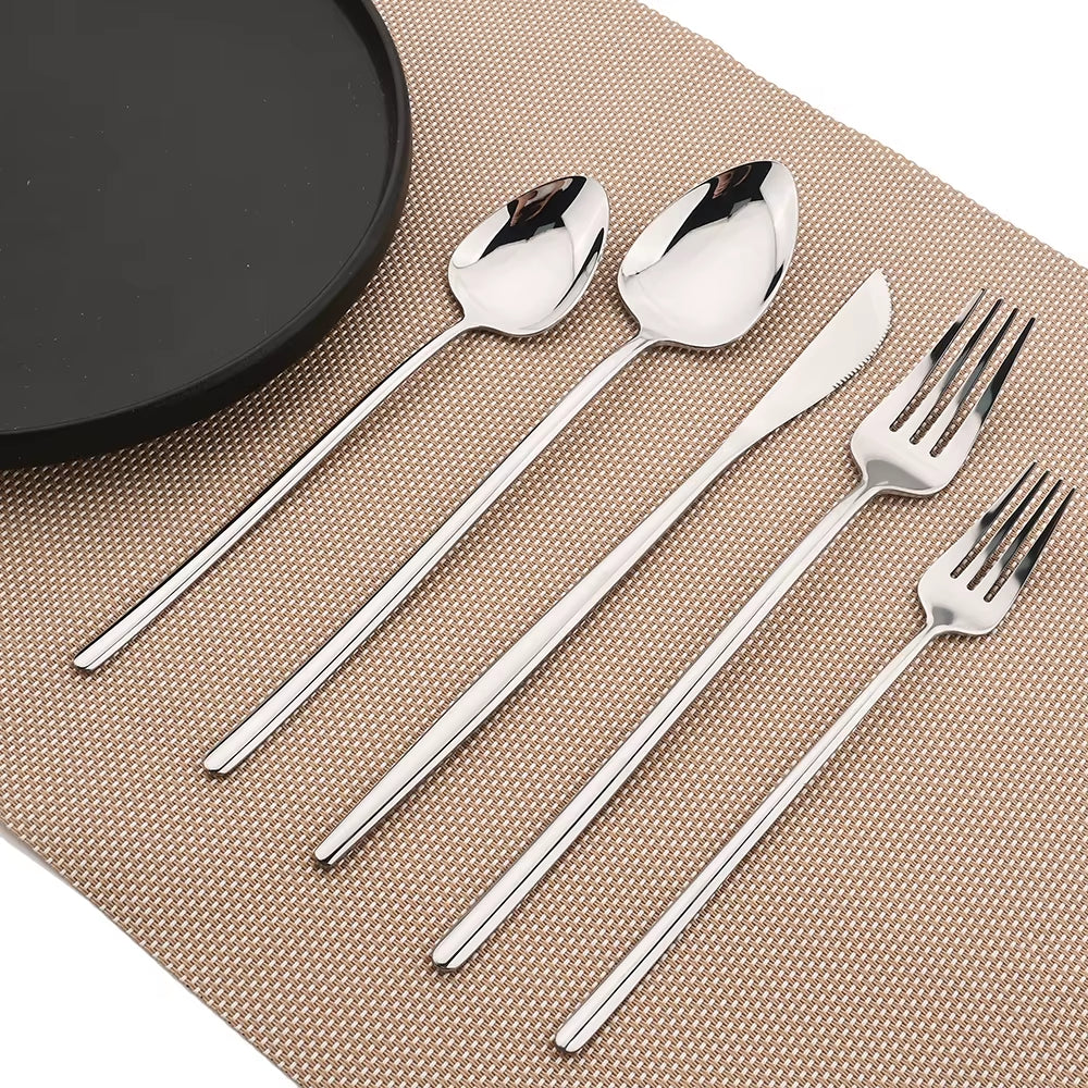 New 2023 Cutlery Set 18/10 Stainless Steel Flatware Set Fork Spoon Knife Dinner Set Golden Dinnerware Set Kitchen Silverware