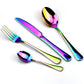 Colorful Rainbow Dinnerware Set Stainless Steel Cutlery Set 1/4 Pcs Black Knife Fork Set Tableware Gold Silver Western Food Set