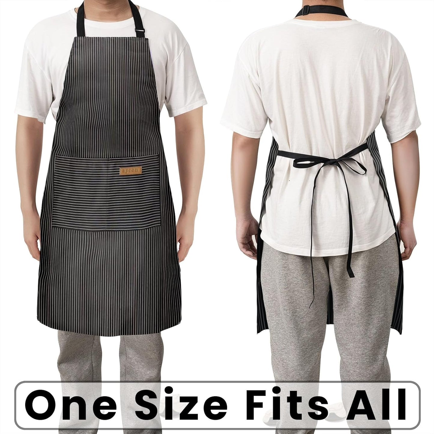 2 Pack Adjustable Bib Apron with 2 Pockets Chef Cooking Kitchen Restaurant Aprons for Women Men