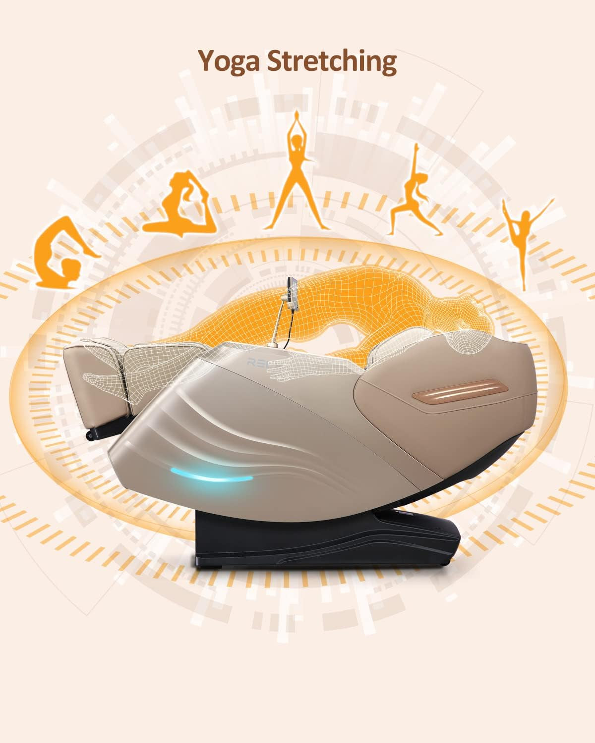 Massage Chair Full Body Zero Gravity Sl-Track Shiatsu Massage Chair, 12 Modes, Airbag Massage, with Yoga Stretch, Foot Massage, AI Control (Cream)