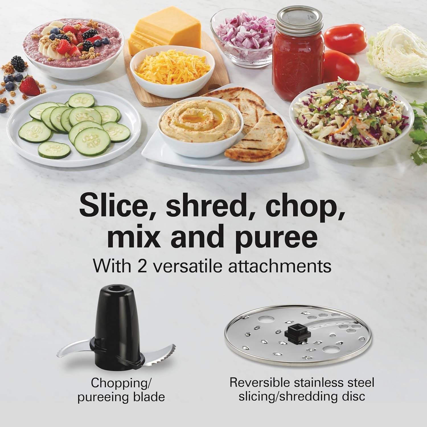 Food Processor & Vegetable Chopper for Slicing, Shredding, Mincing, and Puree, 10 Cups + Easy Clean Bowl Scraper, Black and Stainless Steel (70730)