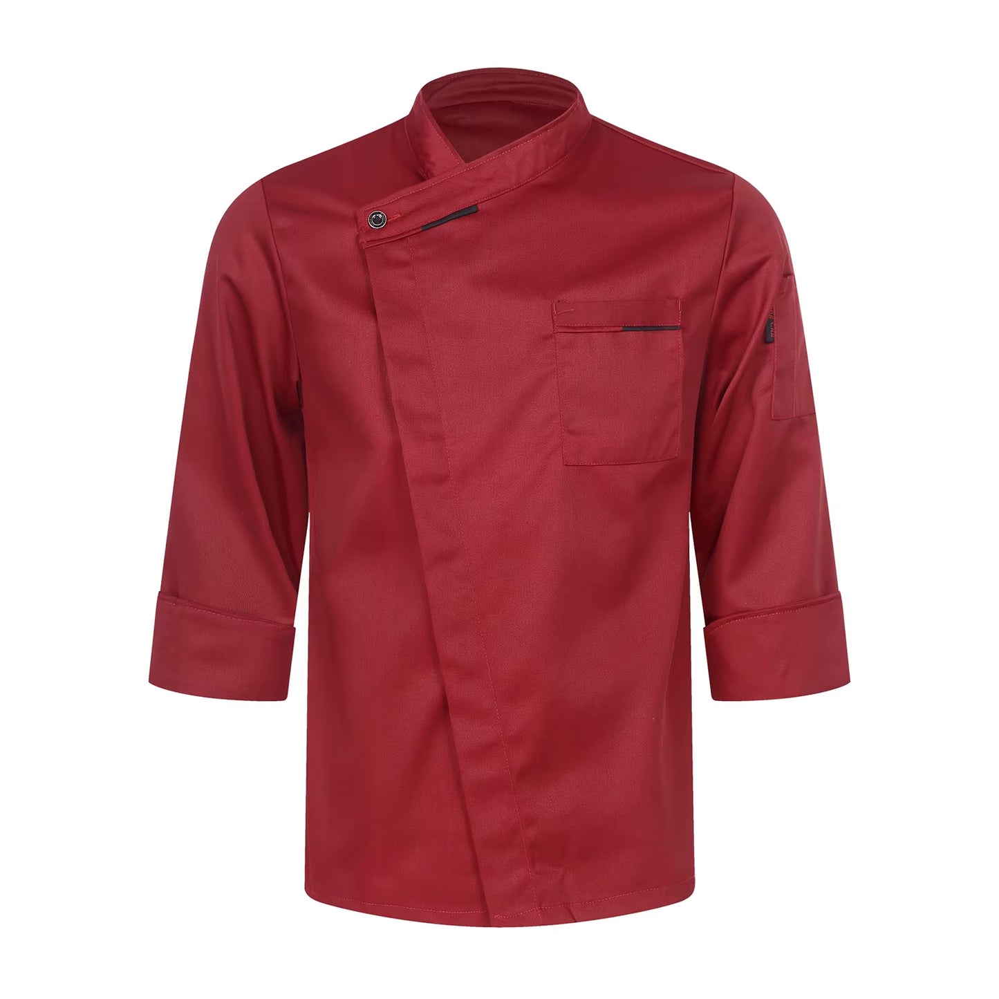 Mens Chef Shirt Work Uniform Cross-Over Collar Chef Coat Kitchen Restaurant Hotel Unisex Cooking Jacket with Pockets Chef Tops